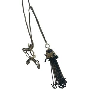 New Anthropologie Shiraleah Talulah Gold Black Beaded Long Necklace